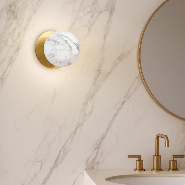 Odessa Small LED Wall Light 8.5W 4000K Marble Opal & Brass