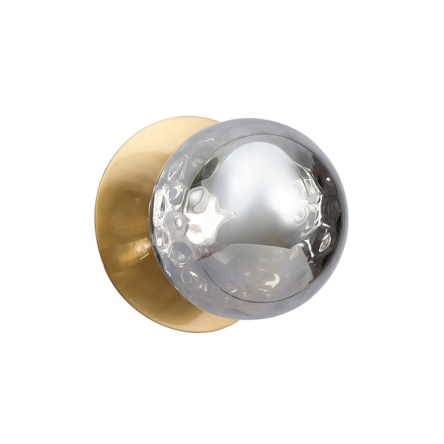 Odessa Small Molten Ripple LED Wall Light 8.5W 4000K Smoky & Brass
