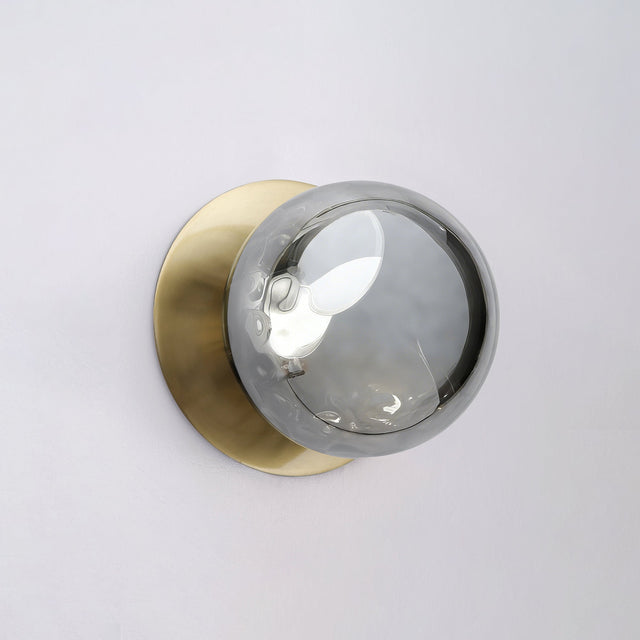 Odessa Small Molten Ripple LED Wall Light 8.5W 4000K Smoky & Brass
