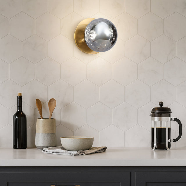 Odessa Small Molten Ripple LED Wall Light 8.5W 4000K Smoky & Brass