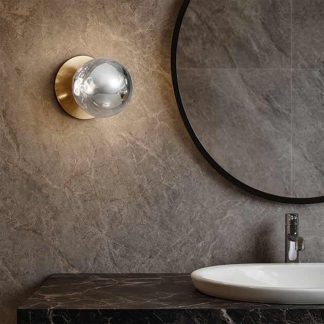 Odessa Small Molten Ripple LED Wall Light 8.5W 4000K Smoky & Brass