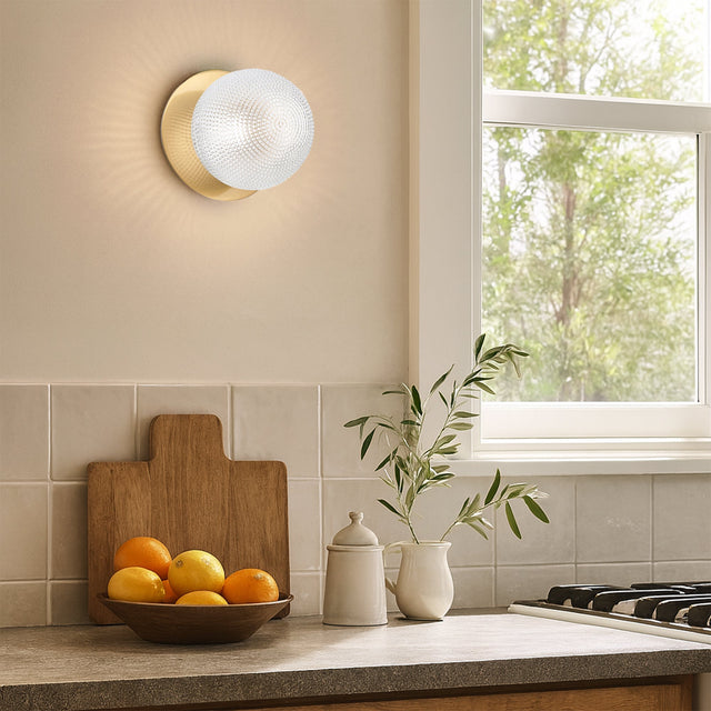 Odessa Small Diamond Cut LED Wall Light 8.5W 4000K Clear & Brass