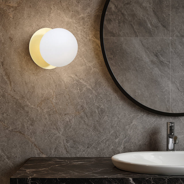 Odessa Small LED Wall Light 8.5W 4000K Frosted Opal & Gold