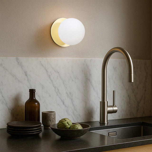 Odessa Small LED Wall Light 8.5W 4000K Frosted Opal & Gold