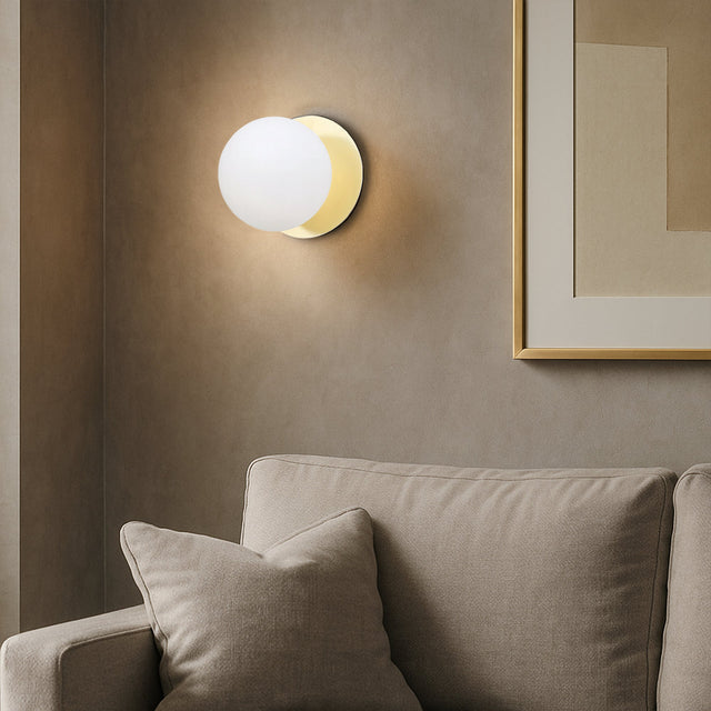 Odessa Small LED Wall Light 8.5W 4000K Frosted Opal & Gold