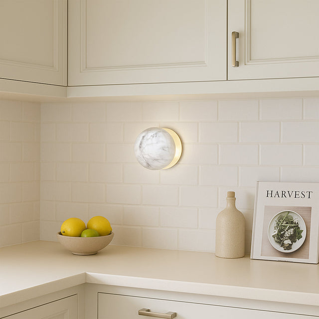 Odessa Small LED Wall Light 8.5W 4000K Marble Opal & Gold