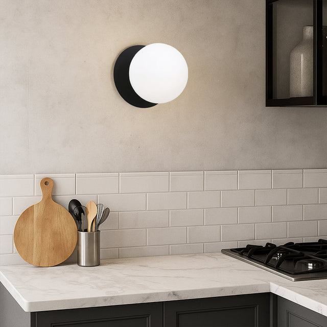 Odessa Large LED Wall Light 8.5W 4000K Frosted Opal & Matt Black