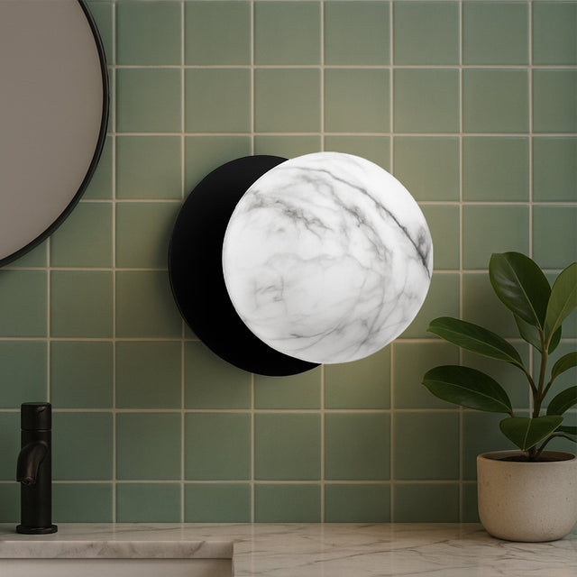 Odessa Large LED Wall Light 8.5W 4000K Marble Opal & Matt Black