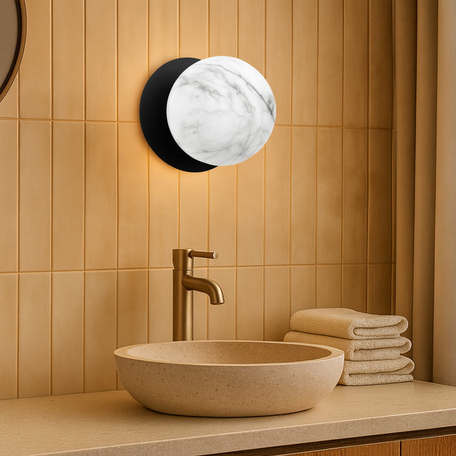 Odessa Large LED Wall Light 8.5W 4000K Marble Opal & Matt Black