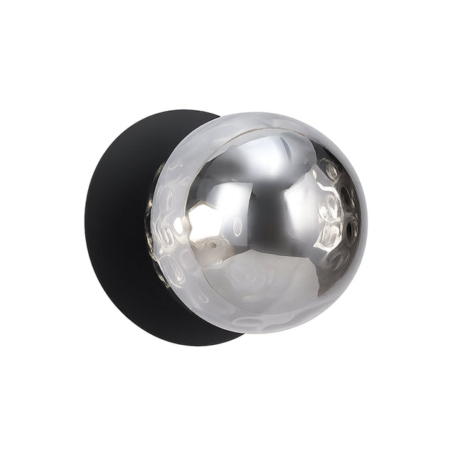 Odessa Large Molten Ripple LED Wall Light 8.5W 4000K Smoky & Matt Black
