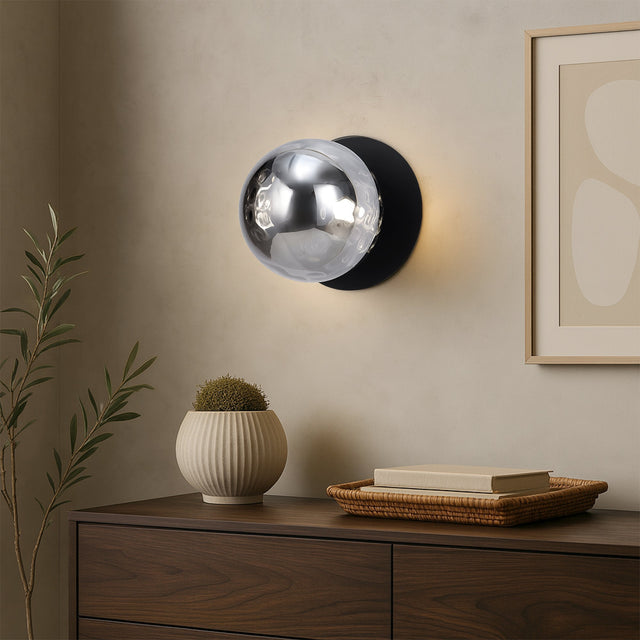 Odessa Large Molten Ripple LED Wall Light 8.5W 4000K Smoky & Matt Black