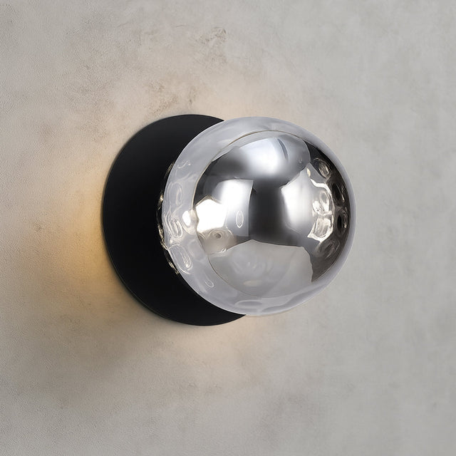 Odessa Large Molten Ripple LED Wall Light 8.5W 4000K Smoky & Matt Black