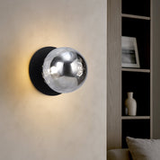 Odessa Large Molten Ripple LED Wall Light 8.5W 4000K Smoky & Matt Black