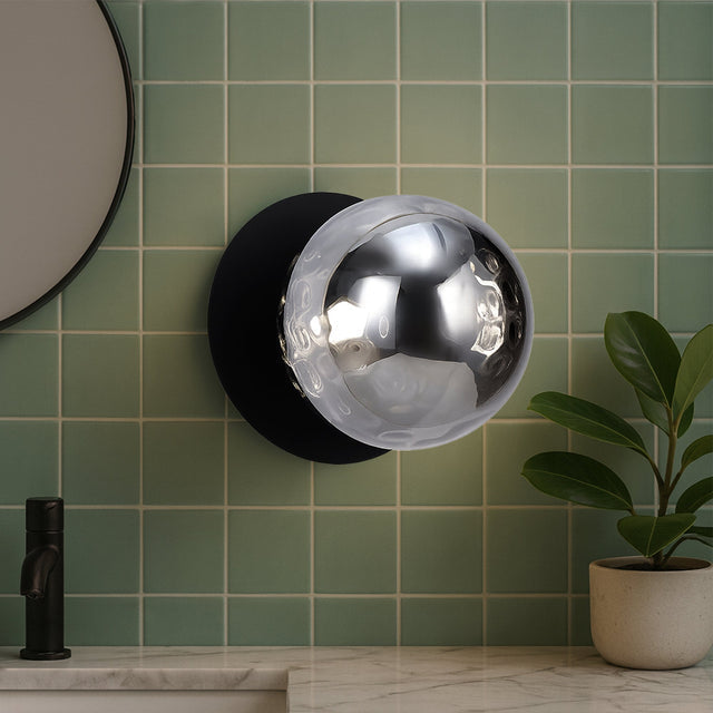 Odessa Large Molten Ripple LED Wall Light 8.5W 4000K Smoky & Matt Black