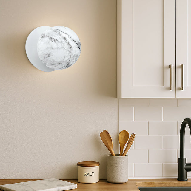 Odessa Large LED Wall Light 8.5W 4000K Marble Opal & Matt White