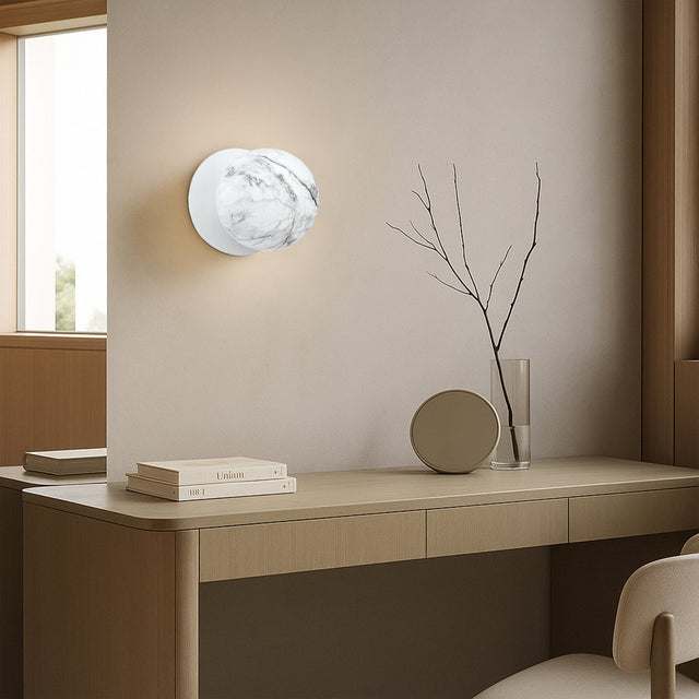 Odessa Large LED Wall Light 8.5W 4000K Marble Opal & Matt White