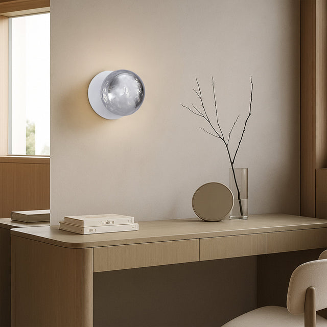 Odessa Large Molten Ripple LED Wall Light 8.5W 4000K Smoky & Matt White