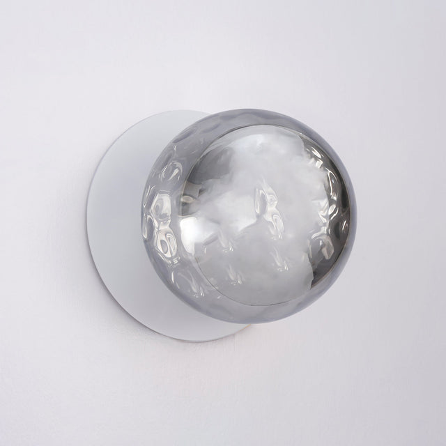 Odessa Large Molten Ripple LED Wall Light 8.5W 4000K Smoky & Matt White