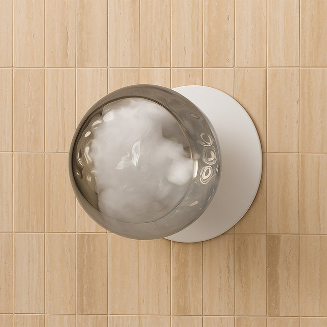 Odessa Large Molten Ripple LED Wall Light 8.5W 4000K Smoky & Matt White