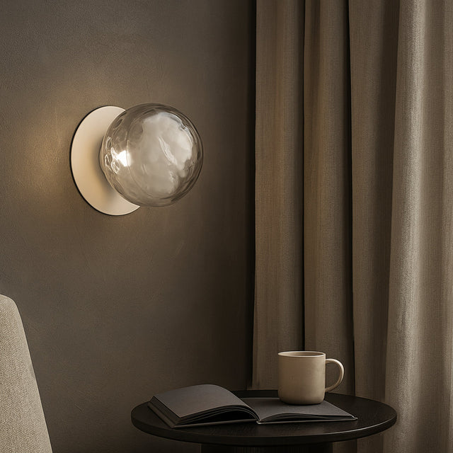 Odessa Large Molten Ripple LED Wall Light 8.5W 4000K Smoky & Matt White