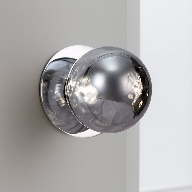 Odessa Large Molten Ripple LED Wall Light 8.5W 4000K Smoky & Chrome