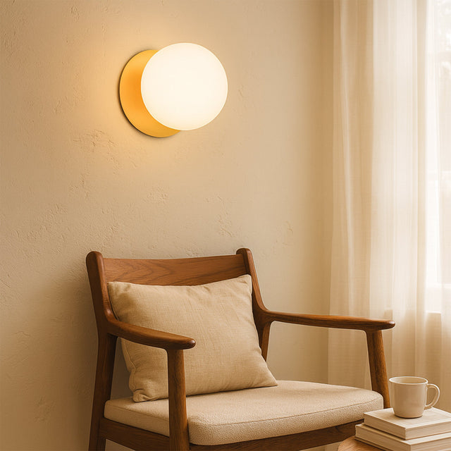 Odessa Large LED Wall Light 8.5W 4000K Frosted Opal & Brass