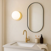 Odessa Large LED Wall Light 8.5W 4000K Frosted Opal & Brass