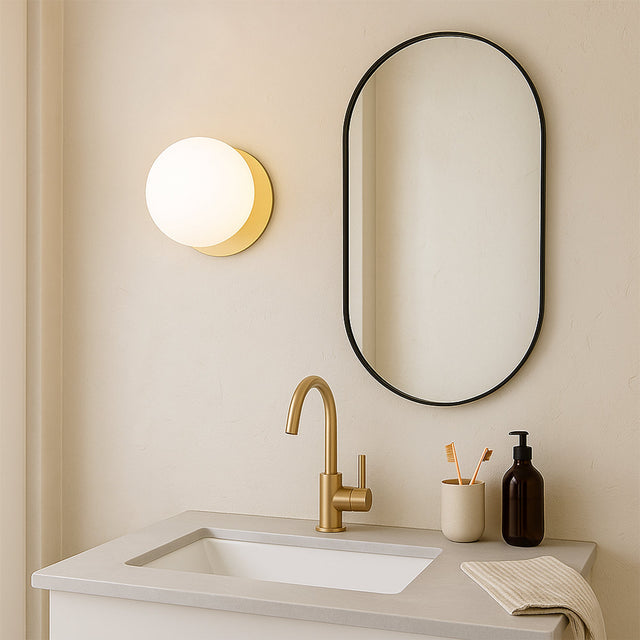Odessa Large LED Wall Light 8.5W 4000K Frosted Opal & Brass