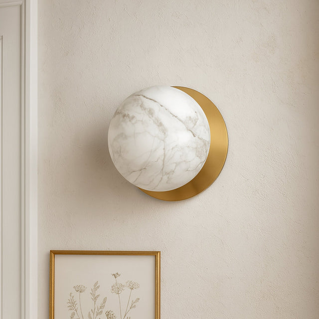 Odessa Large LED Wall Light 8.5W 4000K Marble Opal & Brass