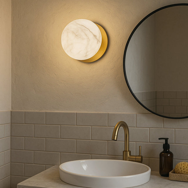 Odessa Large LED Wall Light 8.5W 4000K Marble Opal & Brass