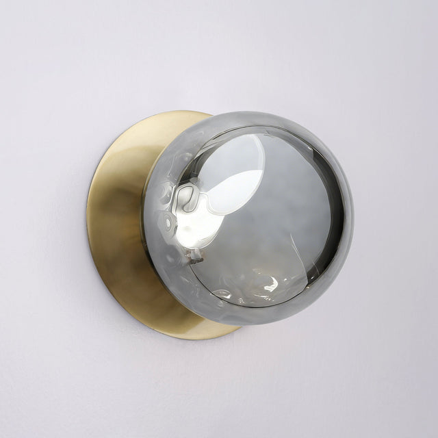 Odessa Large Molten Ripple LED Wall Light 8.5W 4000K Smoky & Brass
