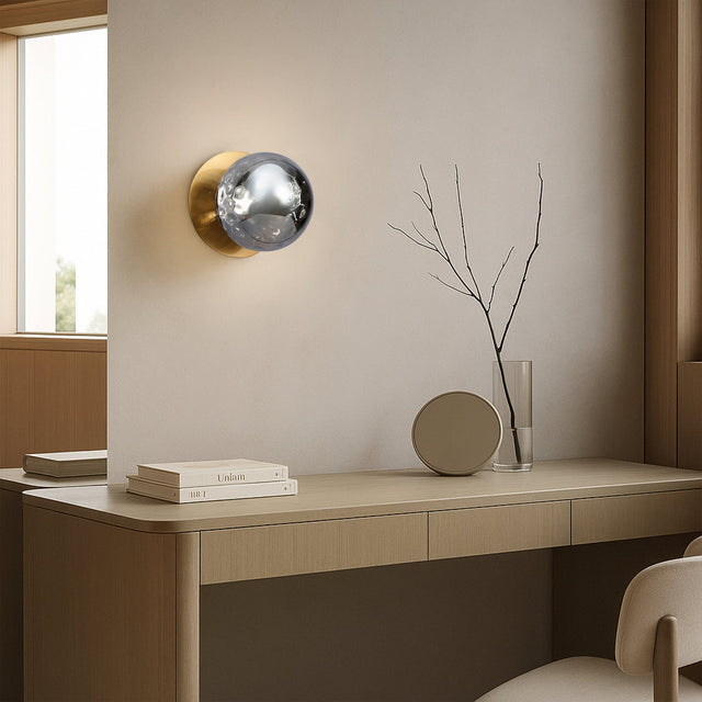 Odessa Large Molten Ripple LED Wall Light 8.5W 4000K Smoky & Brass