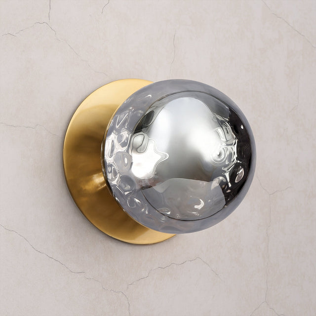 Odessa Large Molten Ripple LED Wall Light 8.5W 4000K Smoky & Brass