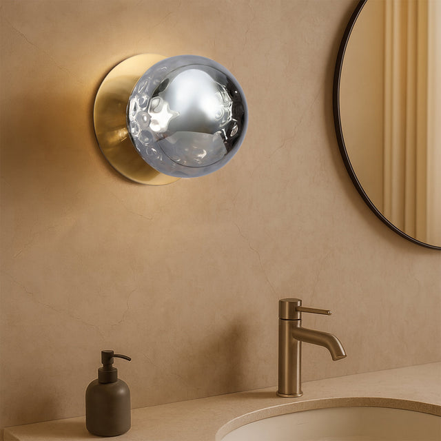 Odessa Large Molten Ripple LED Wall Light 8.5W 4000K Smoky & Brass