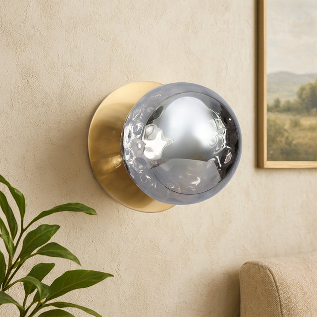 Odessa Large Molten Ripple LED Wall Light 8.5W 4000K Smoky & Brass