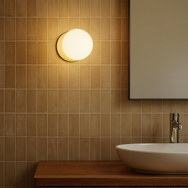 Odessa Large LED Wall Light 8.5W 4000K Frosted Opal & Gold