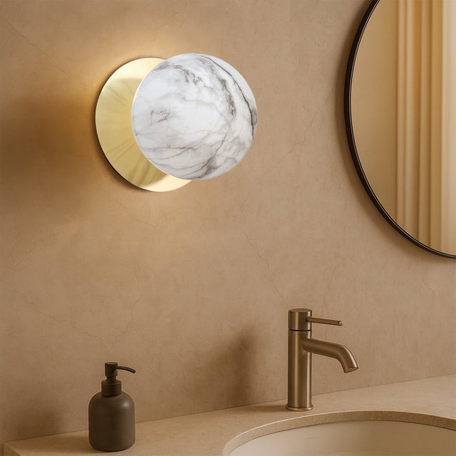 Odessa Large LED Wall Light 8.5W 4000K Marble Opal & Gold
