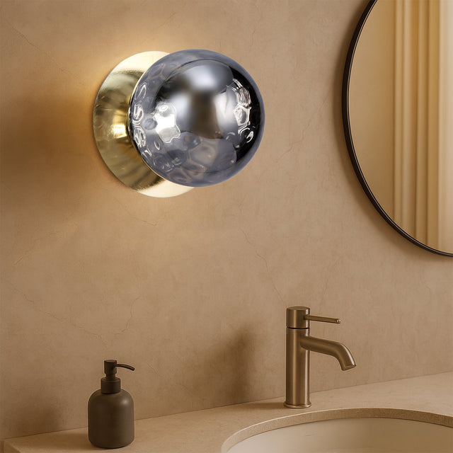 Odessa Large Molten Ripple LED Wall Light 8.5W 4000K Smoky & Gold