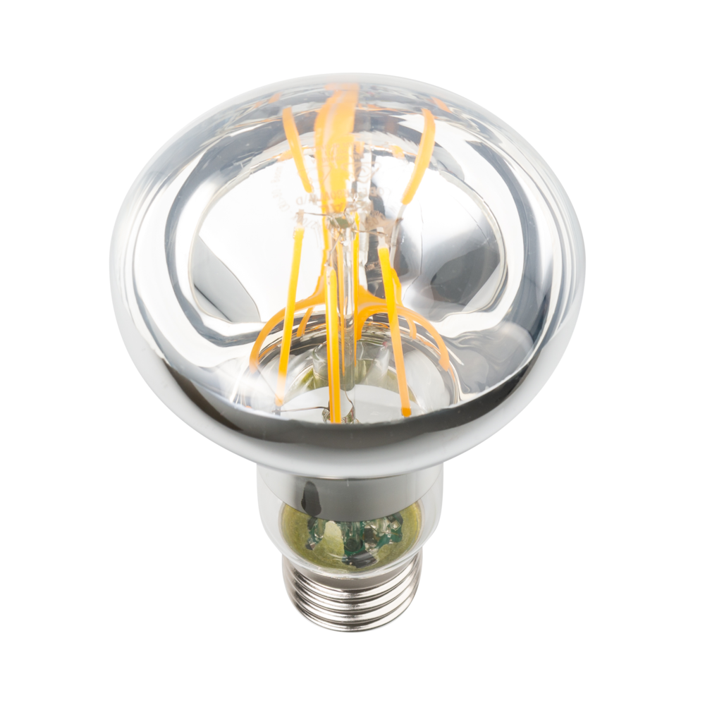 LED Filament Globe 240V 7W ES W80mm Mirror Reflector Glass 2700K