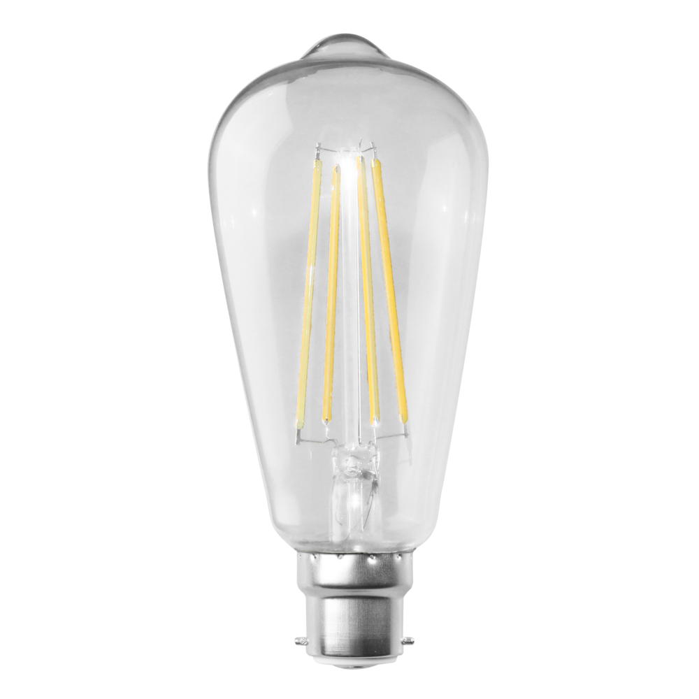 LED Filament Globe 240V 8W BC Clear Glass 3000K