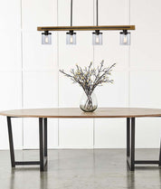 METI: Medieval Rustic Warm Chestnut Wood Bar Pendant Light