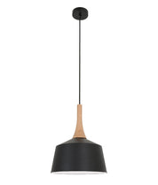 NORDIC: Modern Scandinavian Small Dome Shape Steel & Wood Pendant Lights