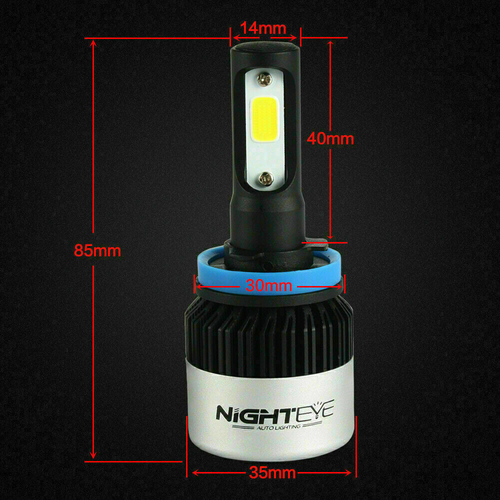 Nighteye H8 H9 H11 LED Hi/Lo Headlight Bulbs 36W 4500LM Set of 2