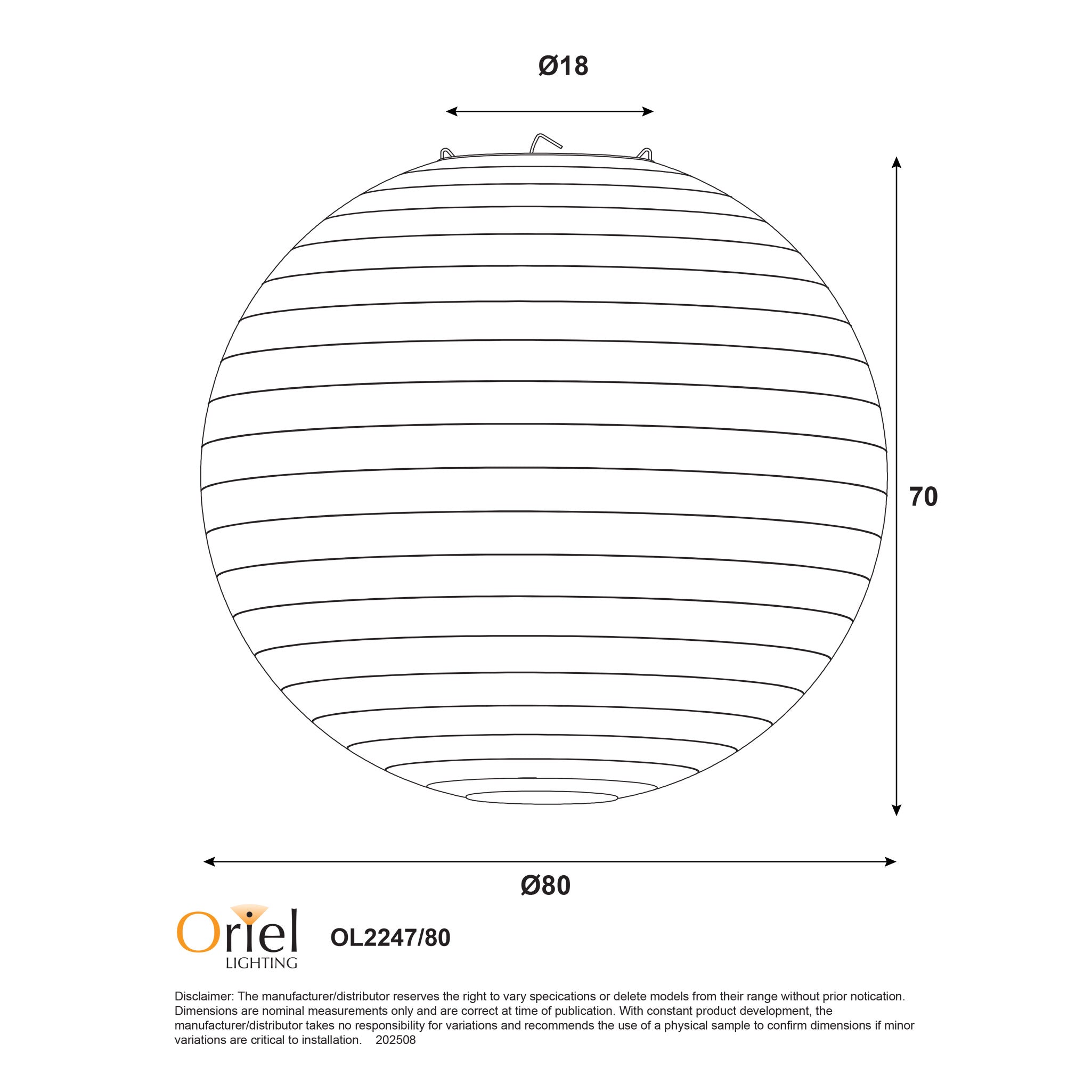 KANTO.80 ROUND FLAX - Flax Linen Shade Only