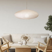 KANTO.60 OVAL WHITE - White Linen Shade Only