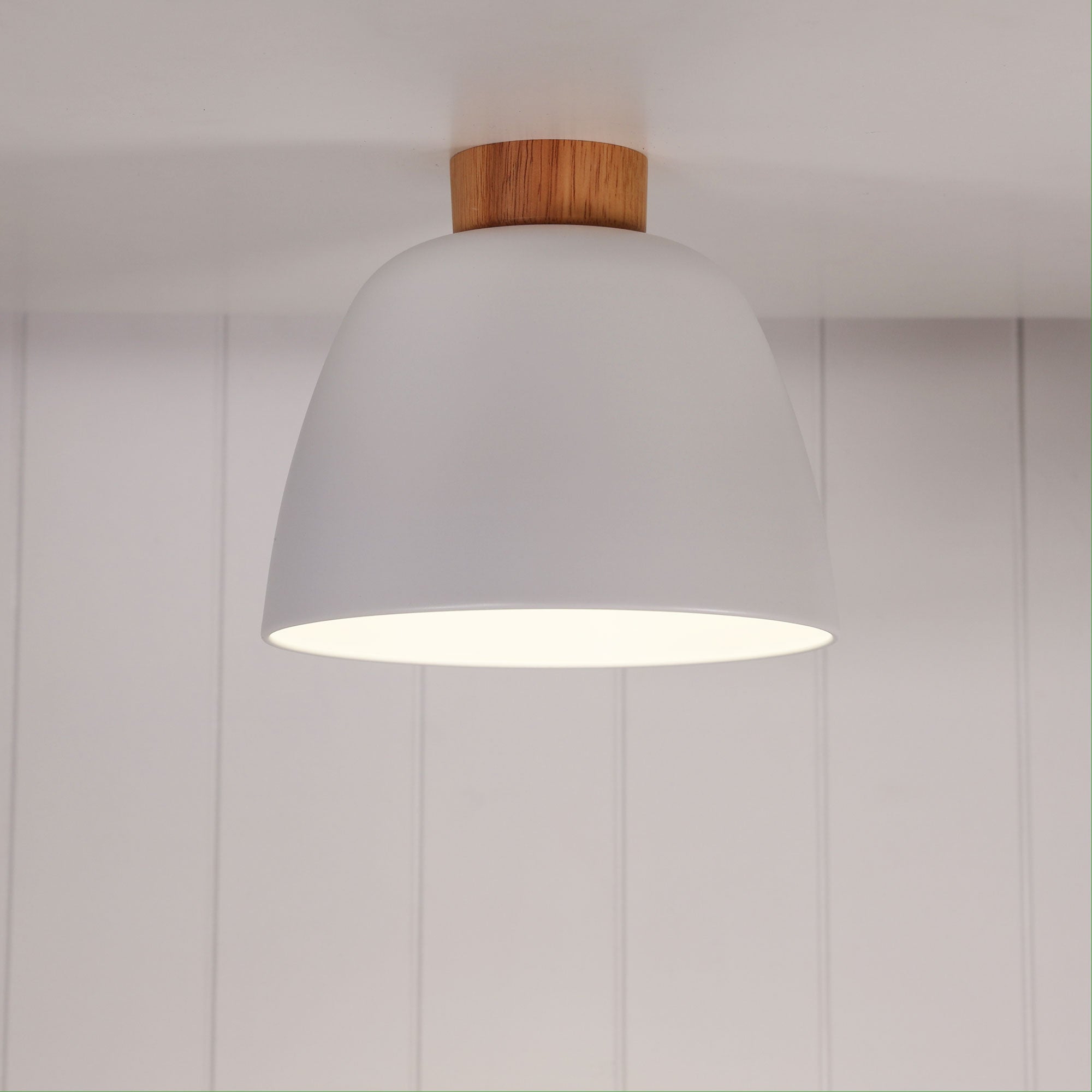 TOMMY DIY WHITE - Metal DIY Shade with Real Wood Accents