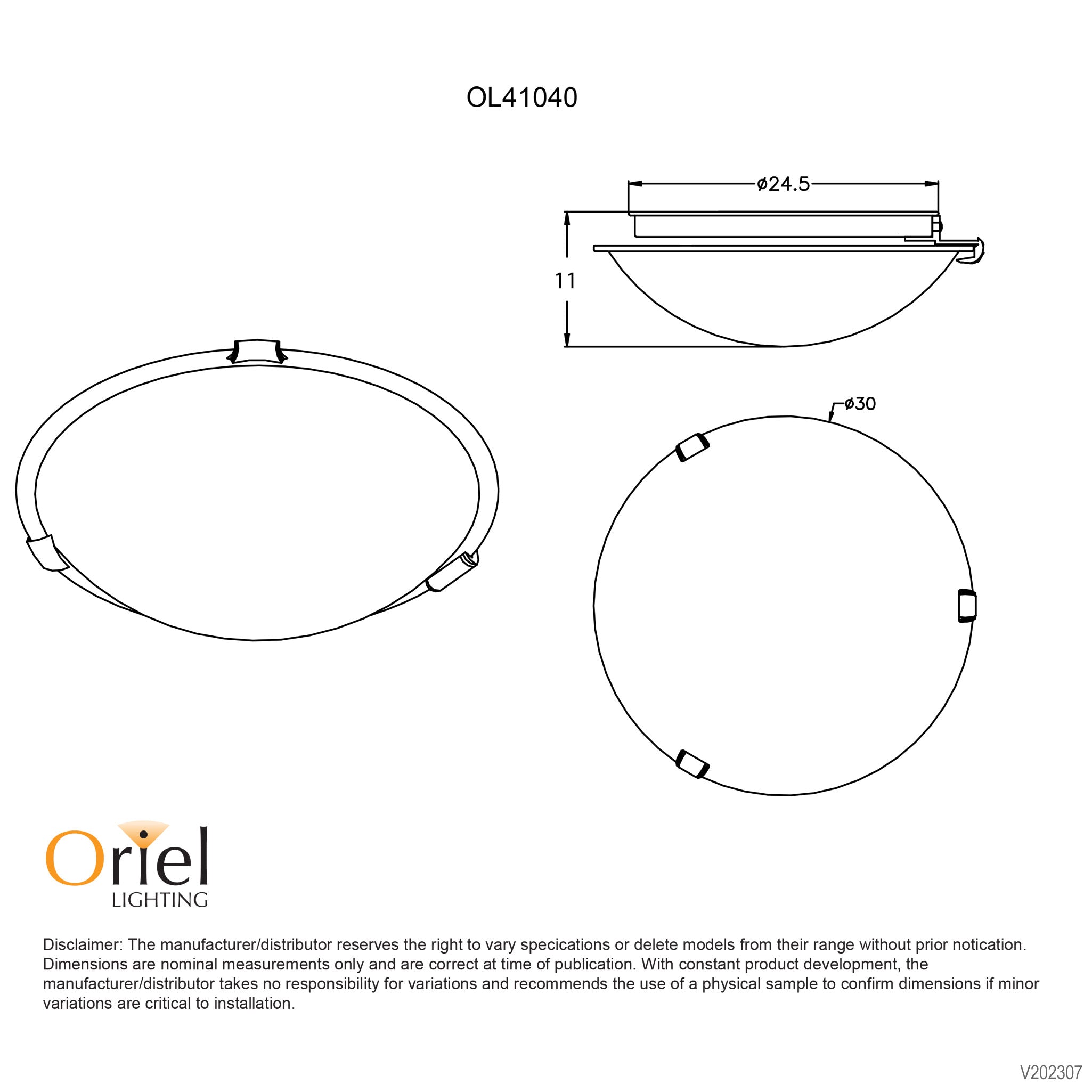 REMO 30 BRUSHED CHROME - Alabaster Glass Oyster with Brushed Chrome Clips E27