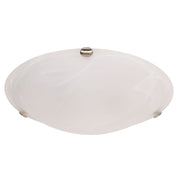 REMO 40 BRUSHED CHROME - Alabaster Glass Oyster with Brushed Chrome Clips Twin E27