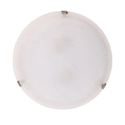 REMO 40 BRUSHED CHROME - Alabaster Glass Oyster with Brushed Chrome Clips Twin E27