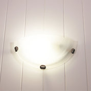 REMO WALL BRUSHED CHROME - Alabaster Glass Wall Light with Brushed Chrome Clips